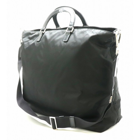 Prada Handbag Nylon Black Leather Shoulder 2WAY - Picture 1 of 9
